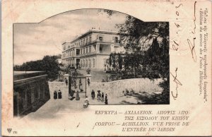 Greece Corfu Achillion Vue Prise De L'Entree du Jardin Vintage Postcard C117