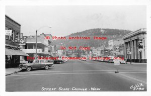 WA, Colville, Washington, RPPC, Street Scene, Business Area,50s Cars,Ellis Photo