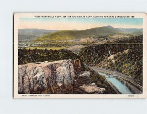 Postcard View From Wills Mountain Inn And Lovers Leap, Cumberland, Maryland