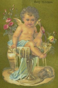 1870's Cherub Christmas Victorian Trade Card P103