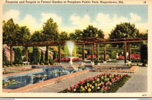 Maryland Hagerstown Pangborn Public Park Fountain and Pergola In Formal Garden