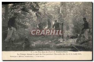 Old Postcard Firefighters Fire in the forest of Fontainebleau The company doi...