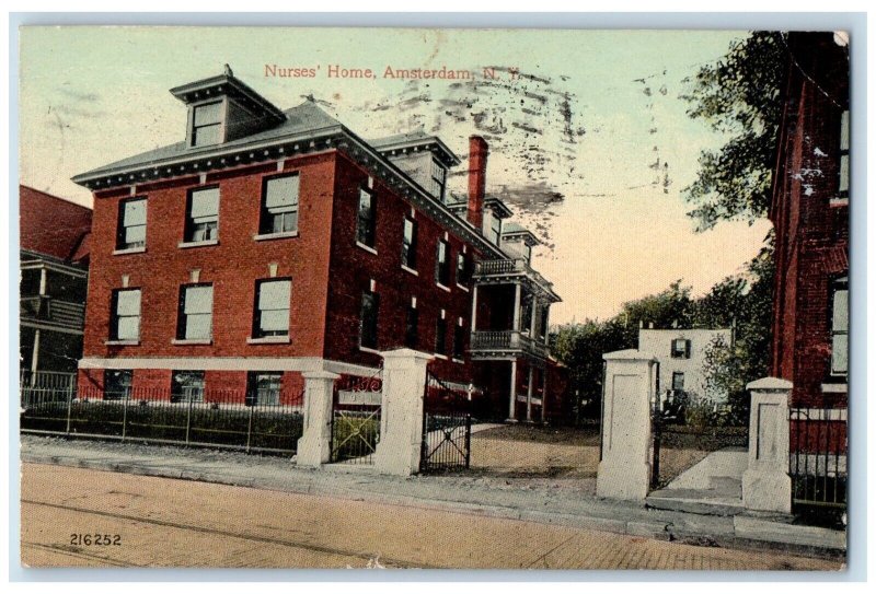 1913 Nurse's Home Street View Amsterdam New York NY Posted Antique Postcard