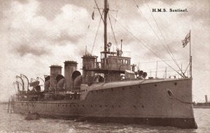 British Royal Navy HMS Sentinel RPPC  WWI Vintage Postcard c.1910