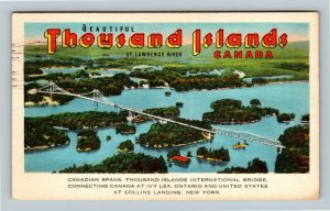 Ivy Lea ON Thousand Islands Bridge Linen Ontario Canada c1956 Postcard
