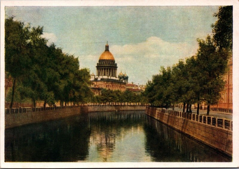 Russia Leningrad The Moika River St Isaac's St Petersburg Vintage Postcard BS.23