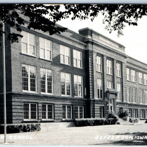c1950s Jefferson, IA RPPC High School Building Real Photo Postcard A103