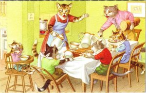 MAINZER  Dressed Cats #4850  BREAKFAST CHAOS  Anthropomorphic BELGIUM  Postcard