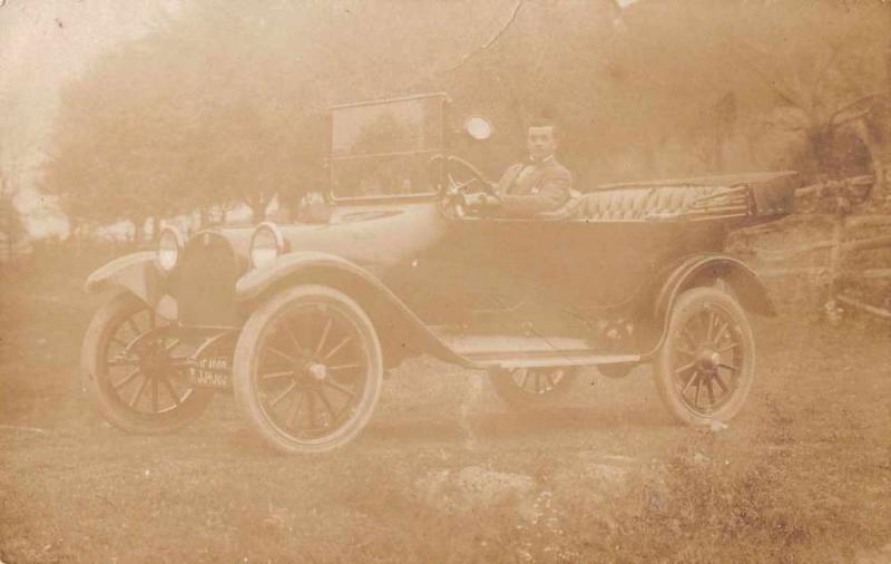 Man Driving Car Early Auto Real Photo Antique Postcard J58895