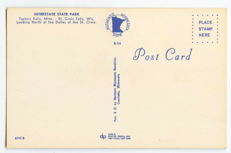 Postcard Interstate State Park Looking North Dalles St. Croix Standard View Card