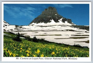 Mt Clements At Logan Pass, Glacier National Park, Montana, Chrome Postcard