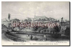 Old Postcard From Around Troyes Ervy After drawing Ch Fichot