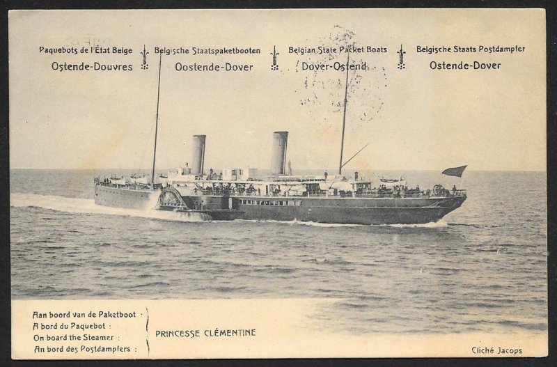 Steamship Princess Clementine BELGUIM Used c1912 Low Printing Quantity