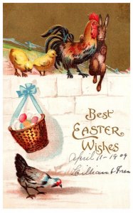 Easter  Rooster hugging Rabbit