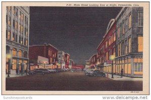 Ohio Painesville Main Street Looking East At Night Curteich