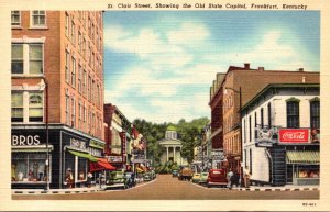 Kentucky Frankfort St Clair Street Showing The Old Capitol Coca Cola Sign Cur...