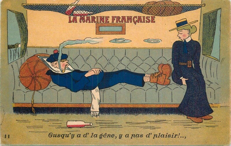 French army military humor comic caricature military french marine sleeping wine