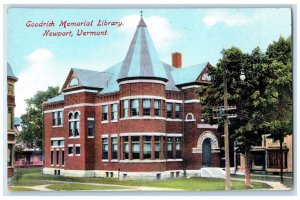 c1910 Exterior View Goodrich Memorial Library Building Newport Vermont Postcard