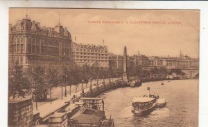 P1862 old postcard thames harbor & cleopatra,s needle london england