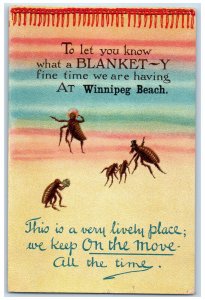 Winnipeg Beach Canada Postcard Blanket-y Ants Message 1912 Vintage Posted