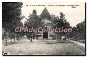 Old Postcard Valenciennes Church St Michel And I'Avenue De Mons