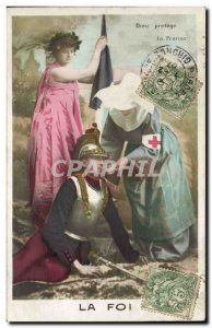 Old Postcard Fancy Army Soldier Religious Faith