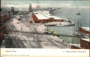 Galveston Texas TX Harbor and Bay Looking West c1910 Vintage Postcard