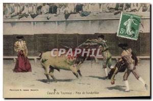 Old Postcard Bullfight Bullfight Laying banderillas