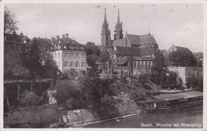 Schweiz Basel Muenster mit Rheinpfalz Real Photo RPPC