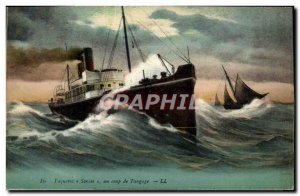 Postcard Old Ship Boat Savoie suddenly pitching