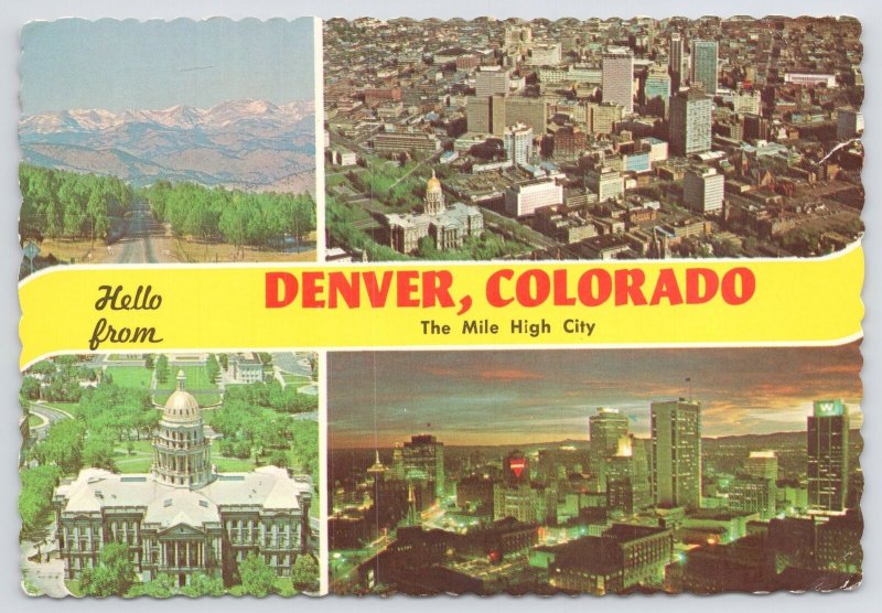 Denver Colorado~Multi View~Skyline & Night~Capitol~Mountain~Continental Postcard 