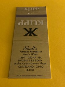 Matchbook Cover Skall's Men's Wear Kuppenheimer Clothes Cleveland, Ohio MB188