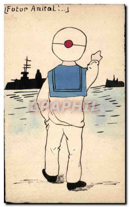 Old Postcard Militaria Humor Admiral Future