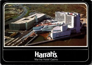 VINTAGE CONTINENTAL SIZE POSTCARD 1970s AERIAL VIEW OF HARRAH'S HOTEL & CASINO