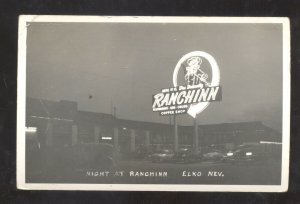 RPPC ELKO NEVADA RANCHINN MOTEL OLD CARS ADVERTISING REAL PHOTO POSTCARD