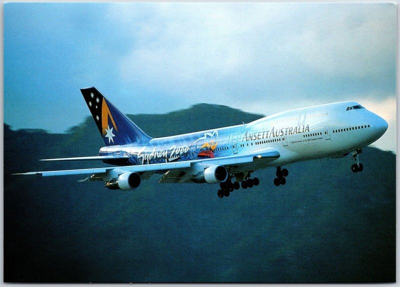 Airplane Ansett Australia Sydney 2000 B-747-312 VN-INJ C/N 23029/590 Postcard