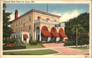 Havre de Grace Maryland MD Colonial Hotel Linen Vintage Postcard