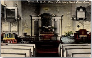 Portsmouth New Hampshire Channel of Saint John's Church Chapel Street Postcard