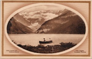 Lake Louise and Victoria Glacier Laggan Alberta Banff area AB Oval Postcard H56