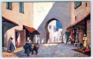 Tuck Oilette MOGADOR, MOROCCO ~ Artist Signed SOK GATE Market c1910s  Postcard