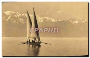 Postcard Old Boat Boat Lake Leman Switzerland