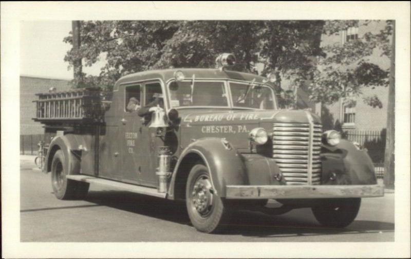 Chester PA Fire Engine c1940s Real Photo Postcard EXC COND