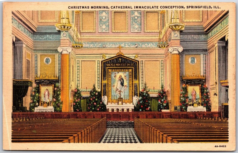 Christmas Morning Cathedral Immaculate Conception Springfield Illinois Postcard