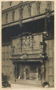 Lot 5 postcards London - Charterhouse fireplace library interior cloisters lodge