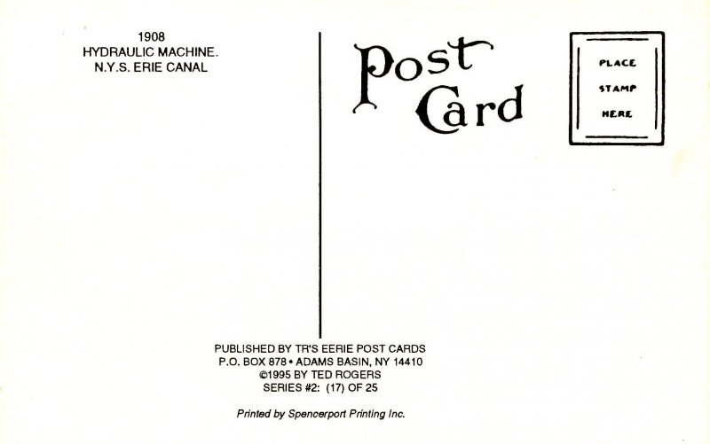 NY - NYS Erie Canal, 1908. Hydraulic Machine