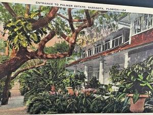 Postcard Entrance to Palmer Estate in Sarasota, FL.    W6