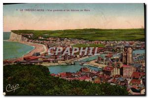 Old Postcard General view Treport Mers Seas and cliffs