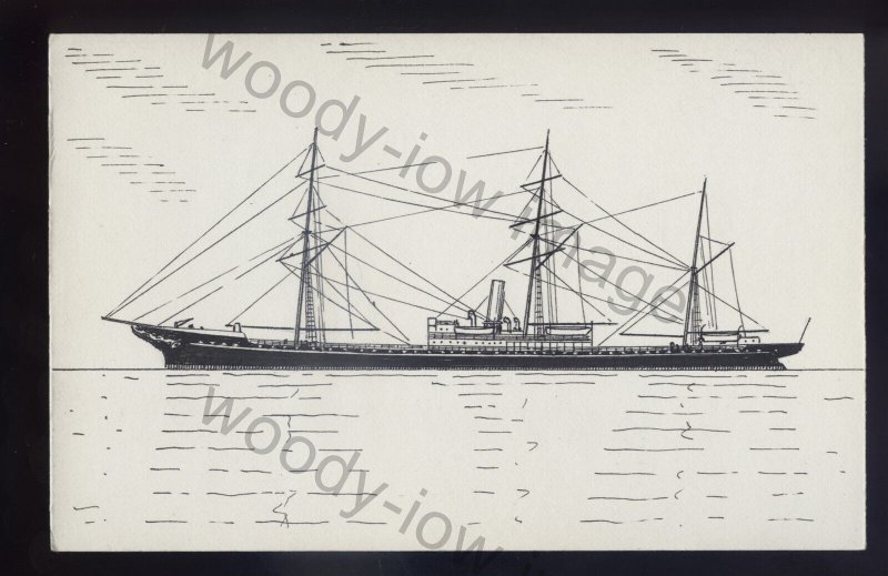 pen225 - Original Pen & Ink Postcard - UK Merchant Ship - Aberdeen , built 1881