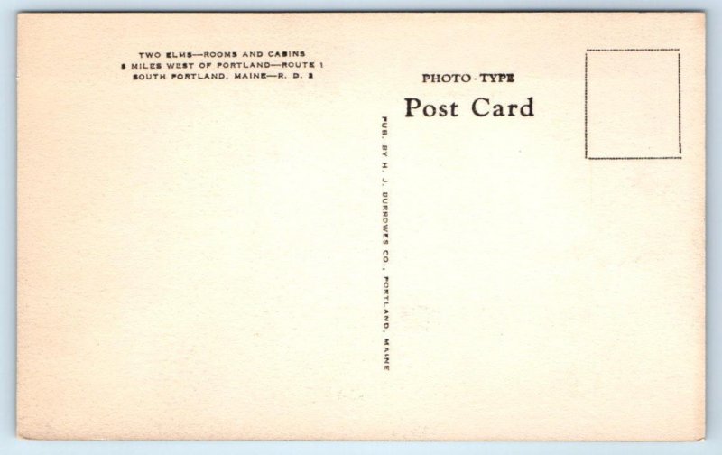 SOUTH PORTLAND, Maine ME ~ Roadside TWO ELMS Hotel Motel c1940s Postcard