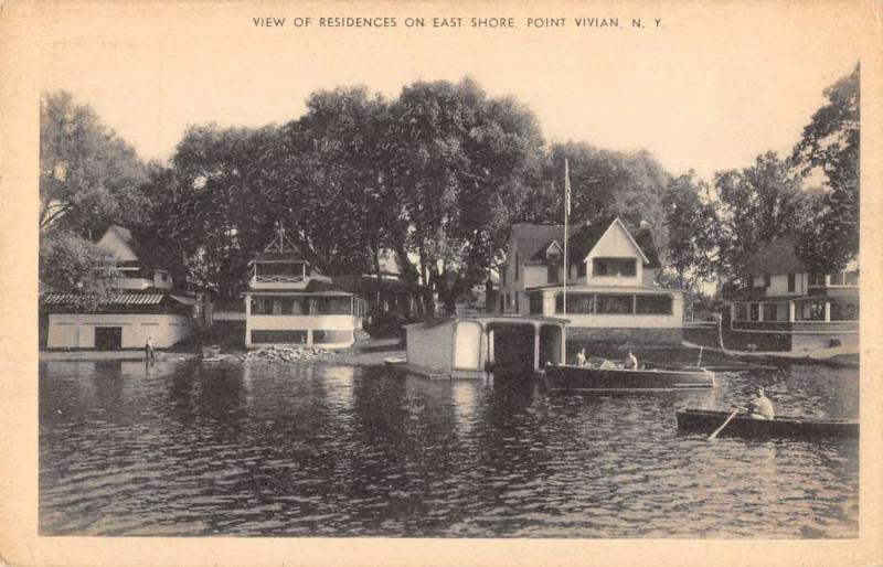 View of Residences Point Vivian East Shore NY Antique Postcard L312